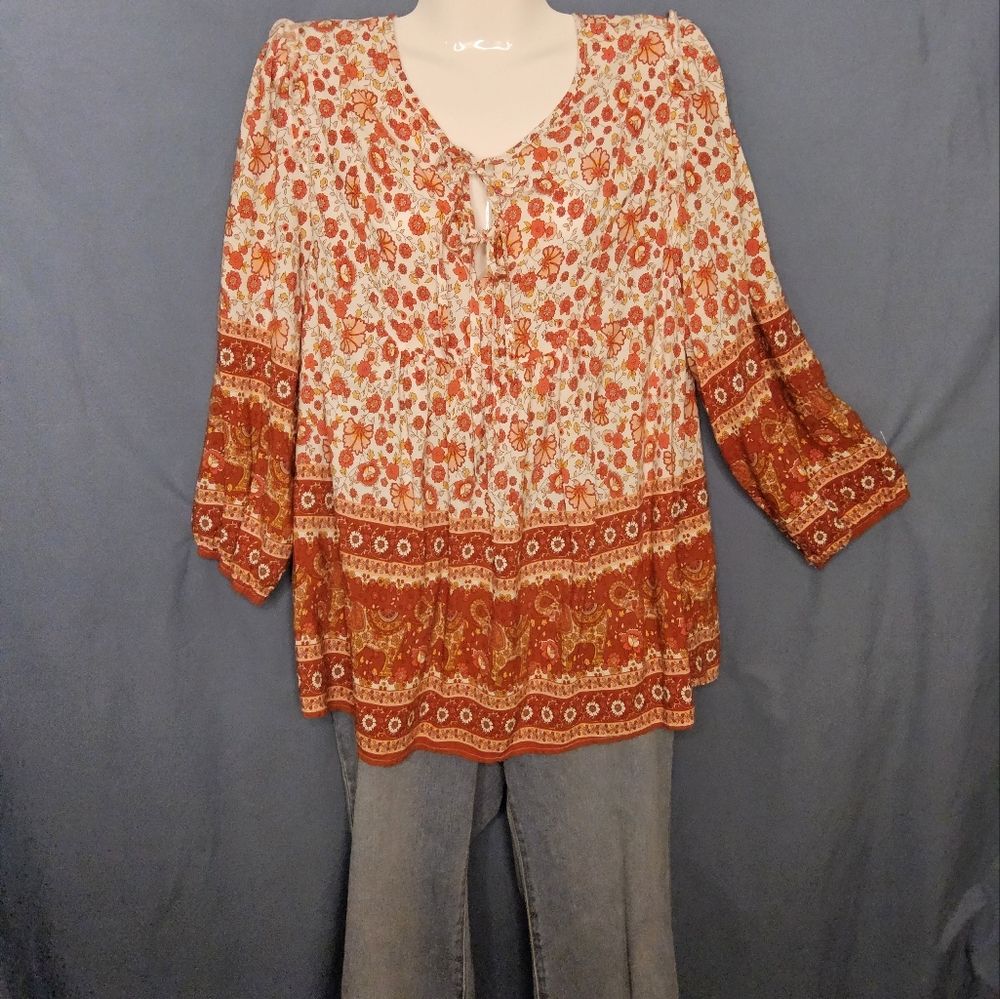 Kaywide Boho Long Sleeve Fall Tunic(B3)